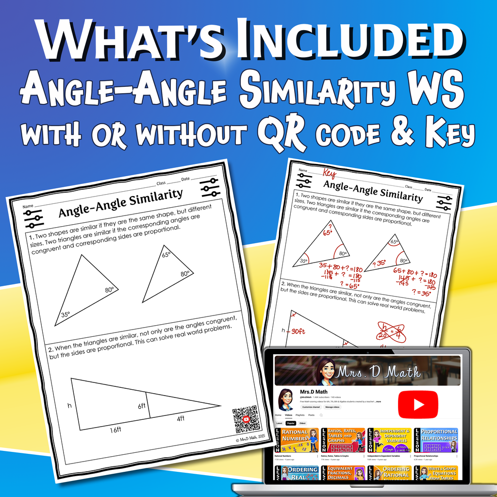 Angle-Angle Similarity Video Lesson Worksheet | 8th grade
