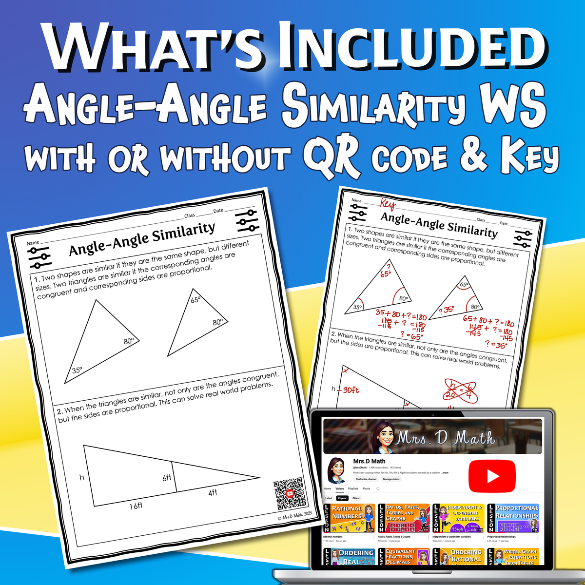 Angle-Angle Similarity Video Lesson Worksheet | 8th grade