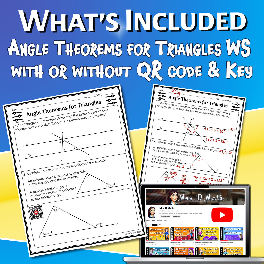 Angle Theorems for Triangles Video Lesson Worksheet | 8th grade