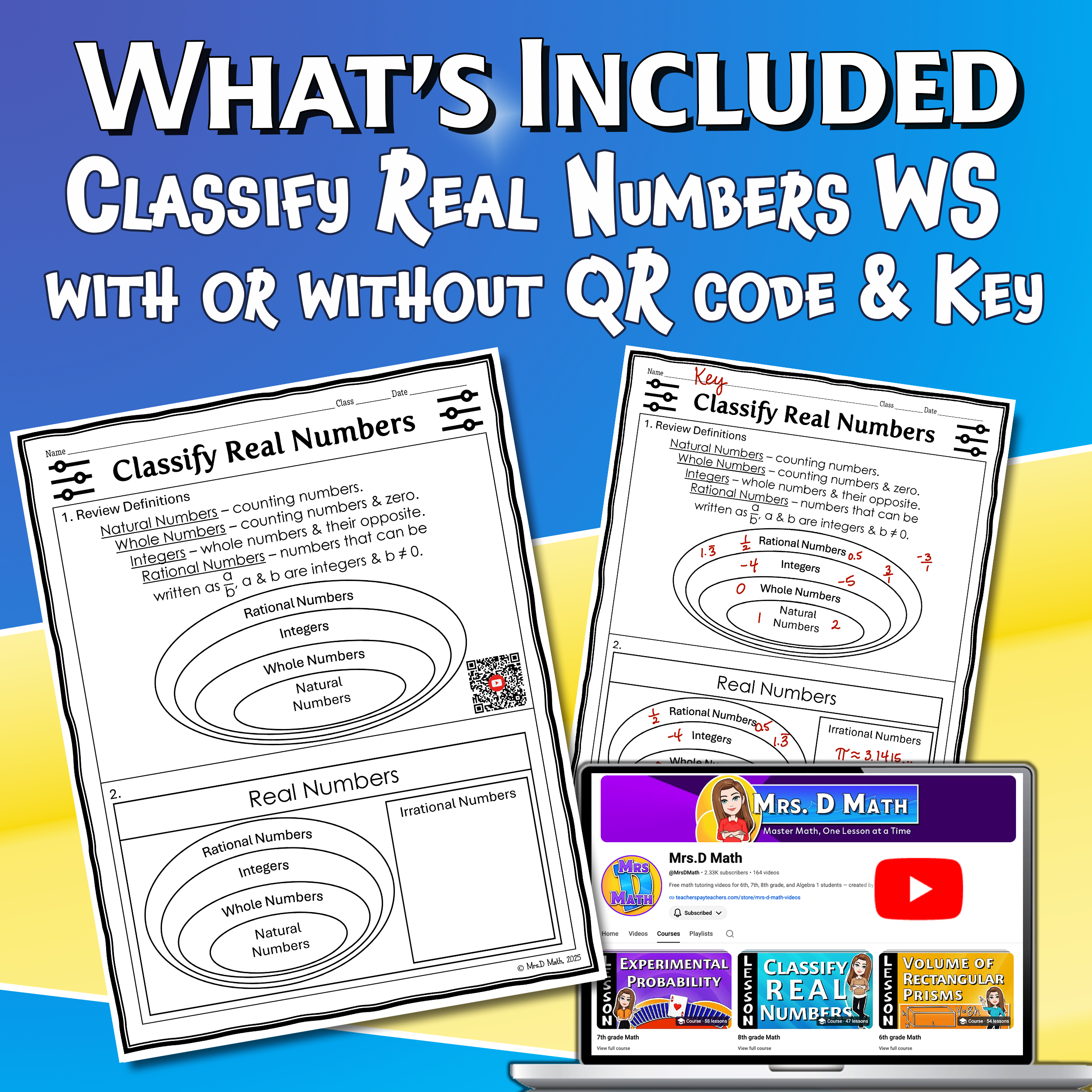 Classify Real Numbers Video Lesson Worksheet | 8th grade