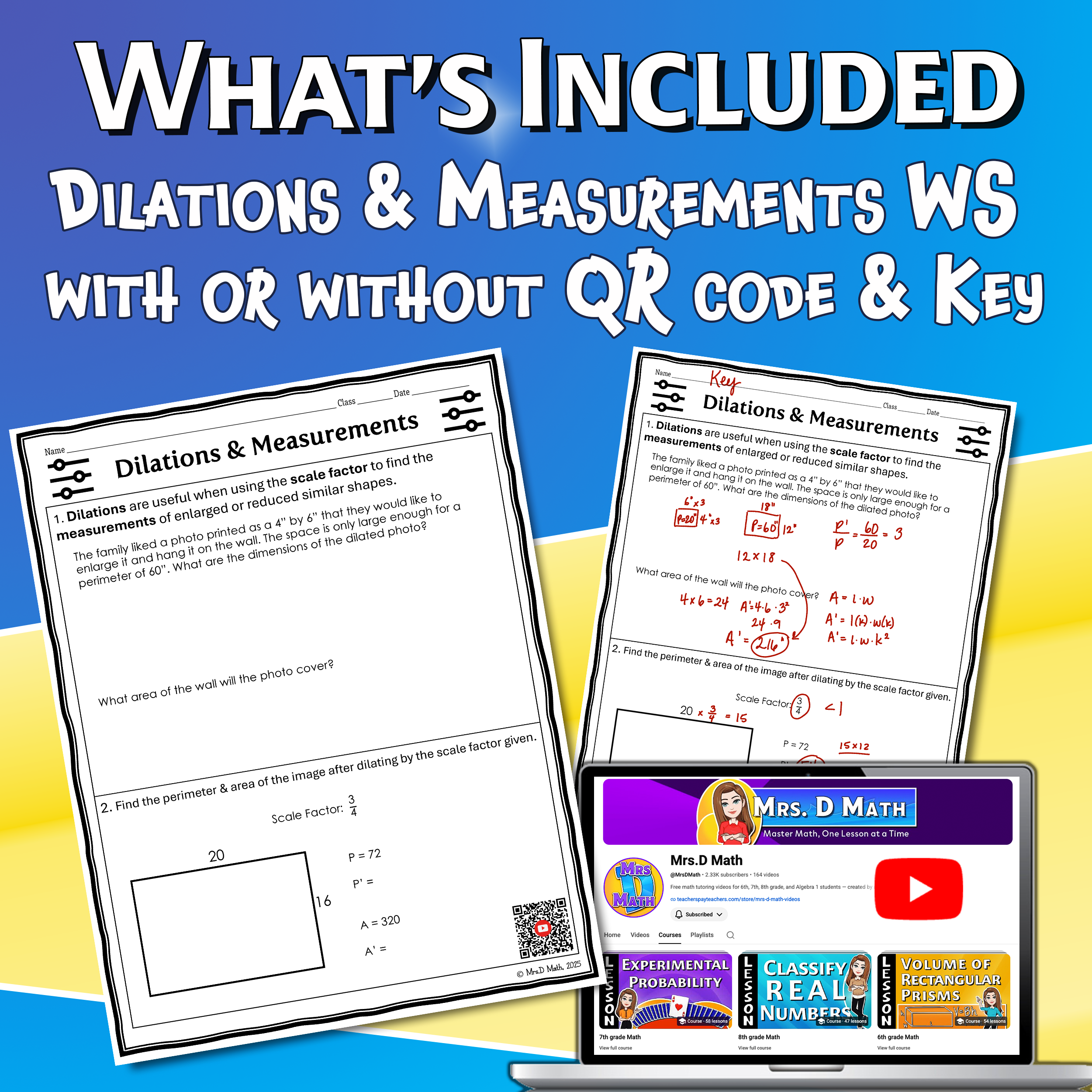 Dilations & Measurements Video Lesson Worksheet | 8th grade