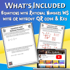 Equations with Rational Numbers Video Lesson Worksheet | 8th grade