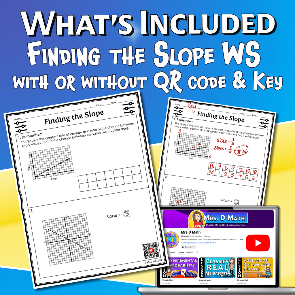 Finding the Slope Video Lesson Worksheet | 8th grade