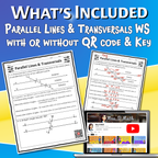 Parallel Lines & Transversals Video Lesson Worksheet | 8th grade