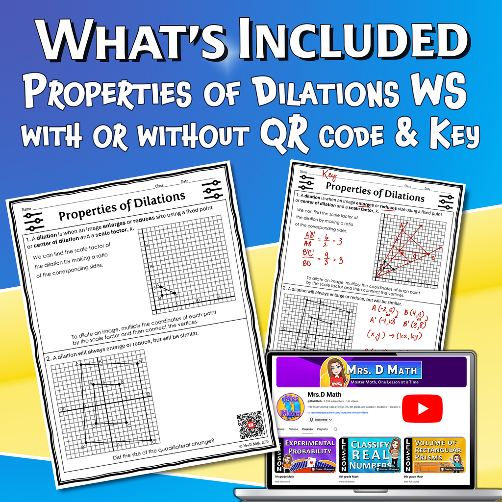 Properties of Dilations Video Lesson Worksheet | 8th grade