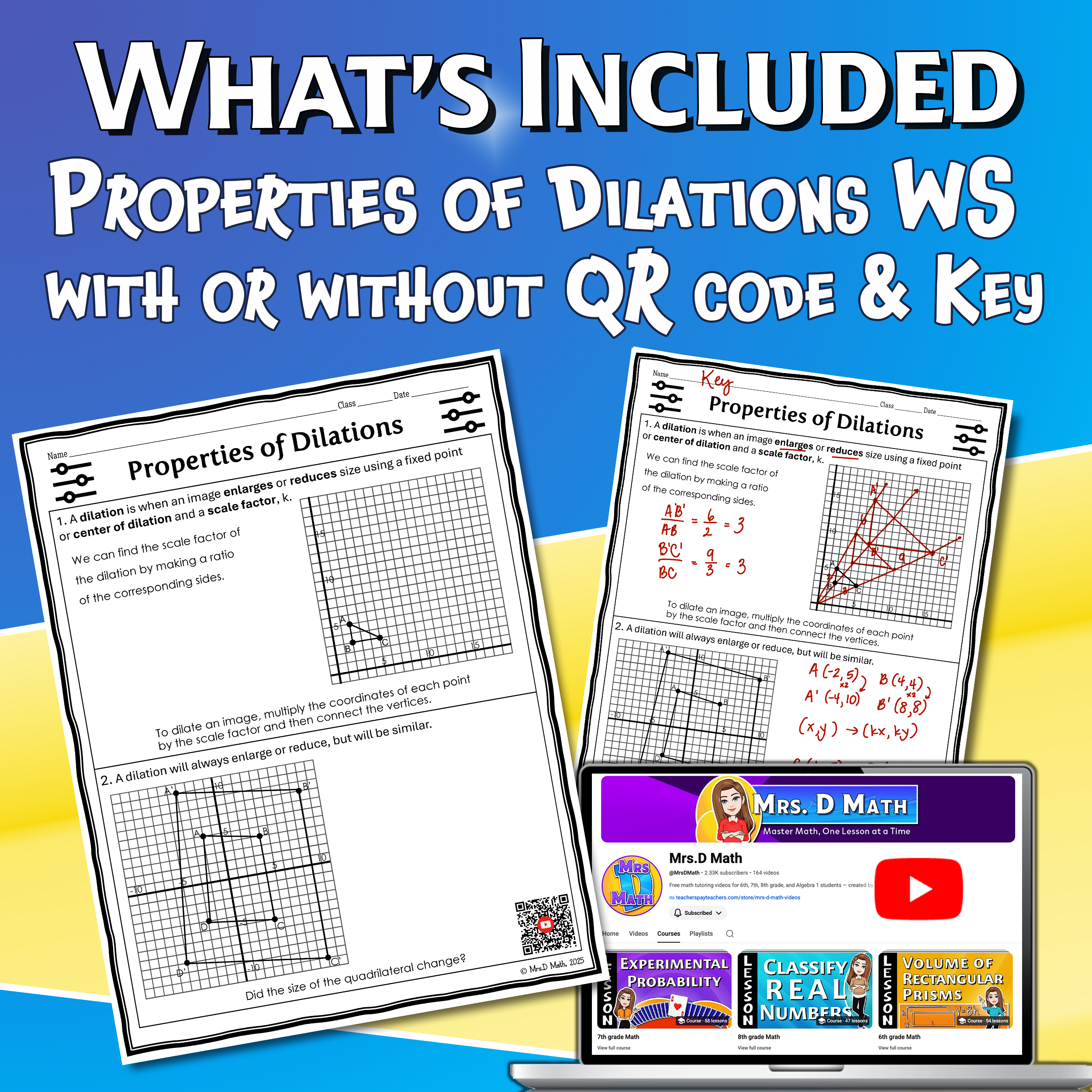 Properties of Dilations Video Lesson Worksheet | 8th grade