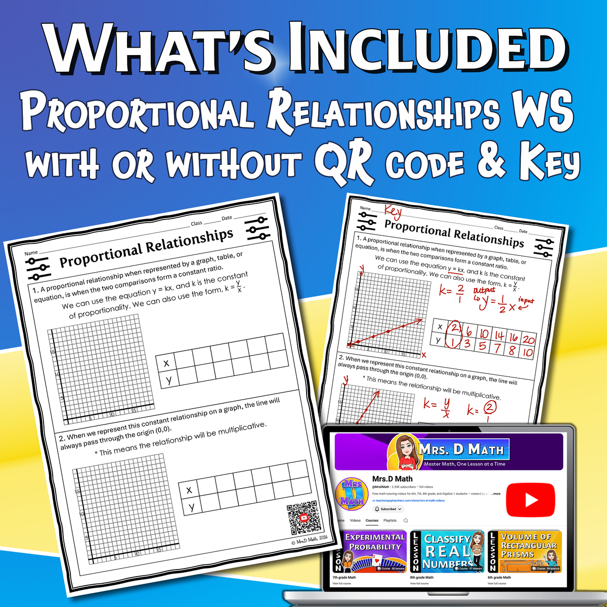 Proportional Relationships Video Lesson Worksheet | 8th grade