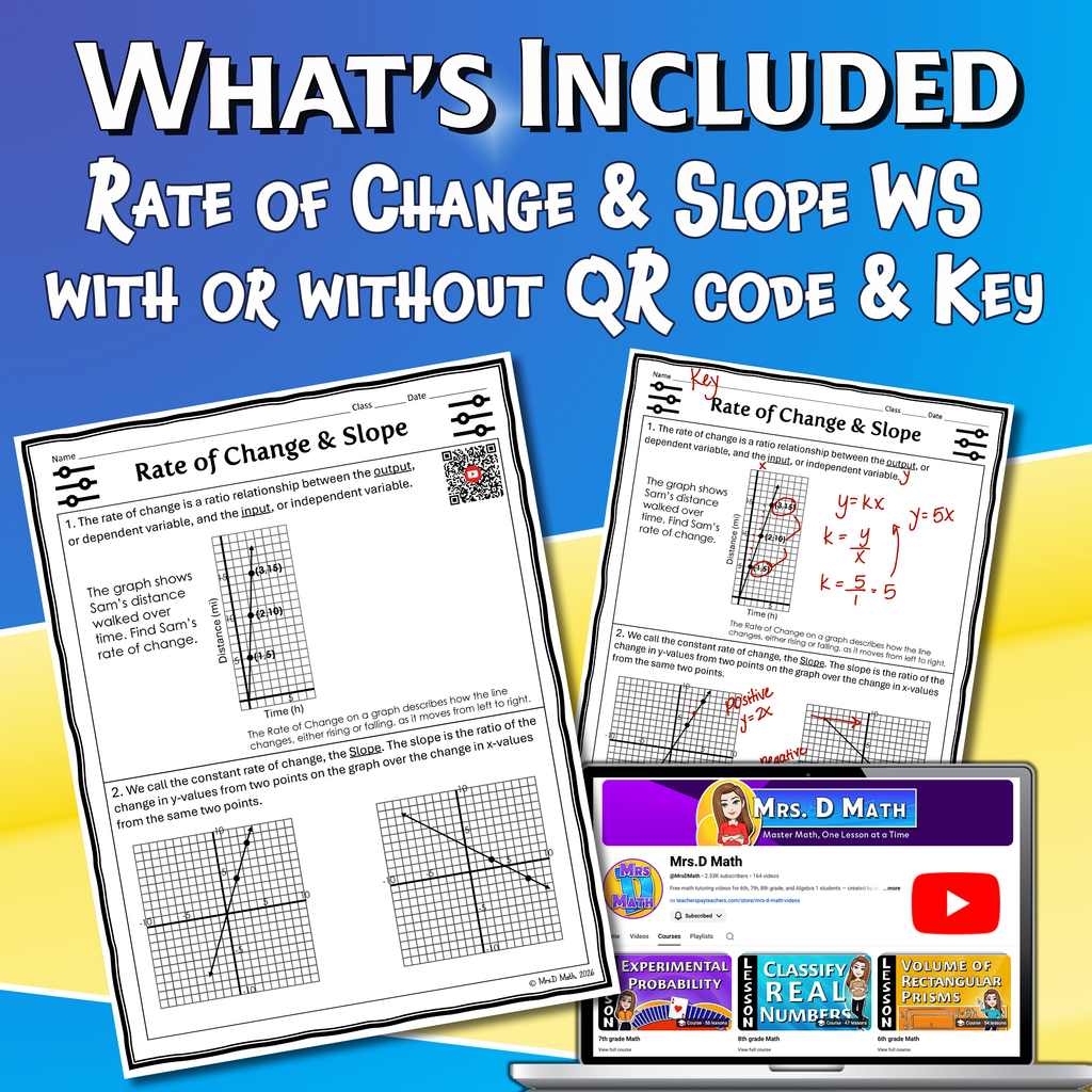 Rate of Change & Slope Video Lesson Worksheet | 8th grade
