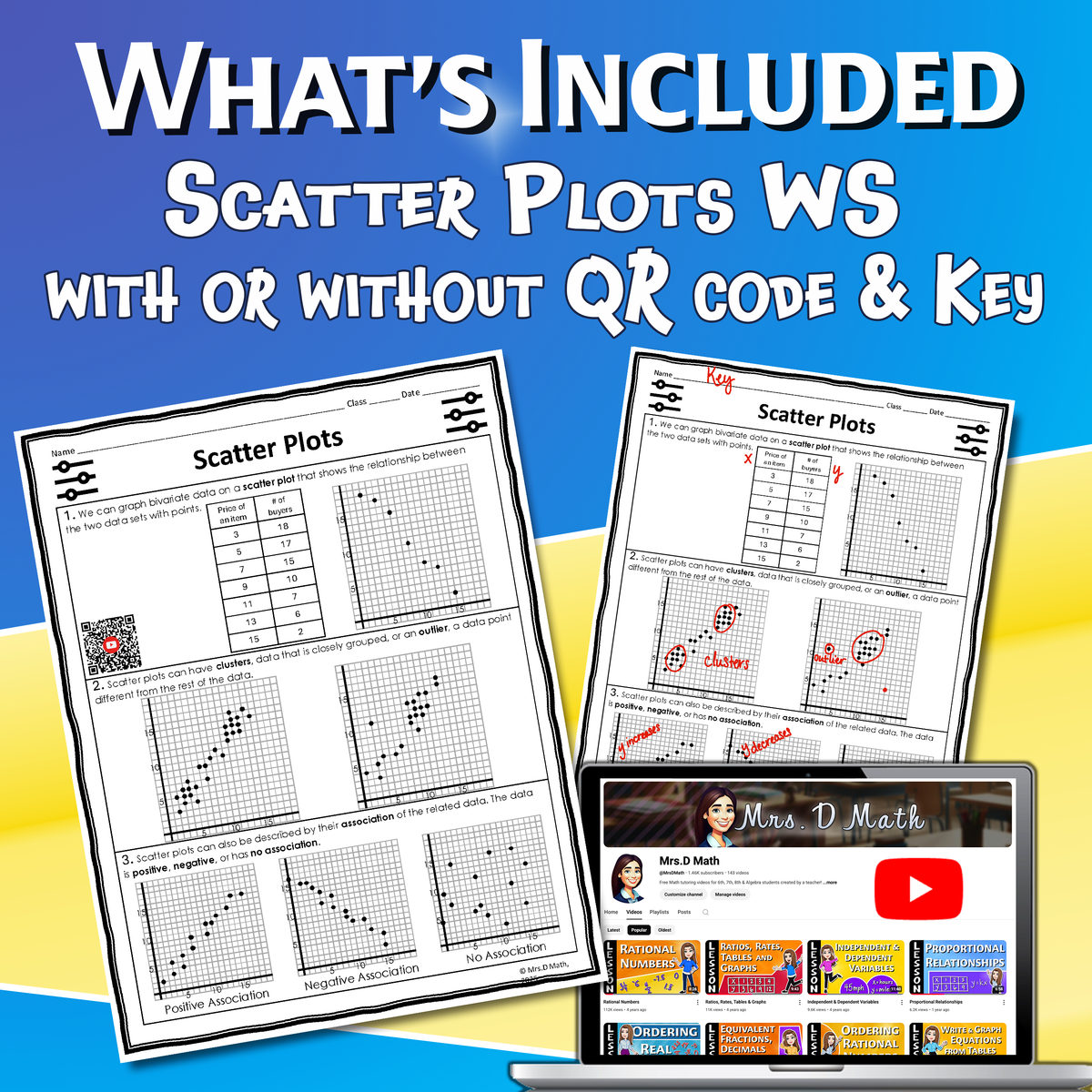 Scatter Plots Video Lesson Worksheet | 8th grade