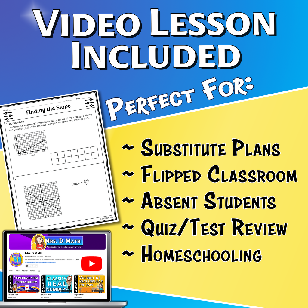 Finding the Slope Video Lesson Worksheet | 8th grade