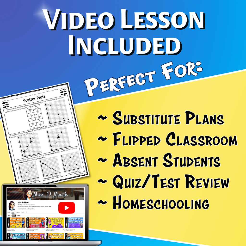 Scatter Plots Video Lesson Worksheet | 8th grade