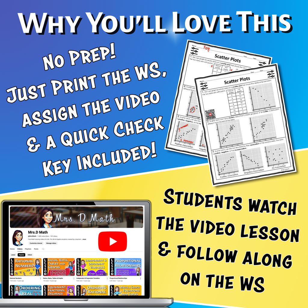 Scatter Plots Video Lesson Worksheet | 8th grade
