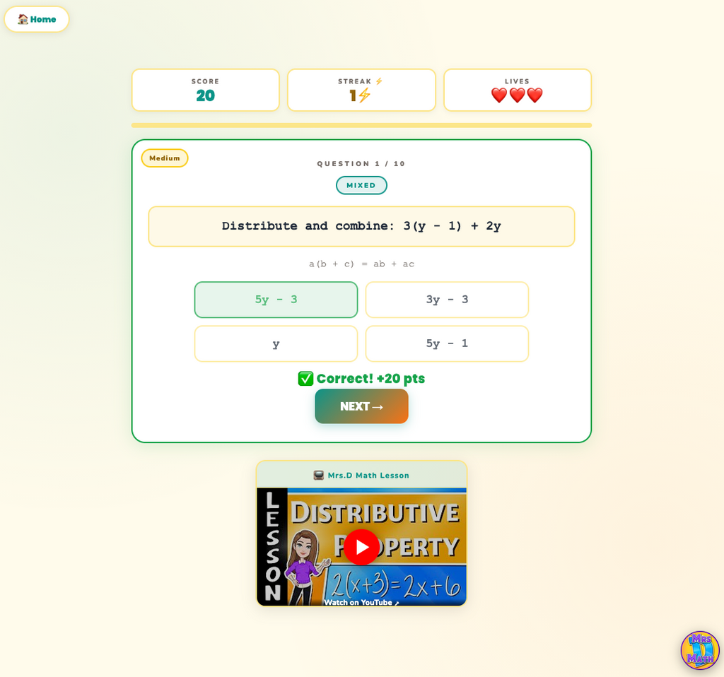 Distro Dash | Distributive Property | 6th Grade
