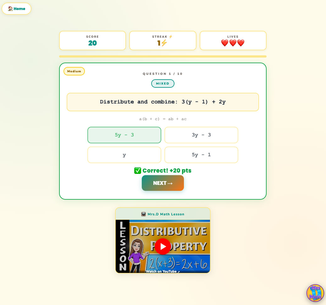 Distro Dash | Distributive Property | 6th Grade