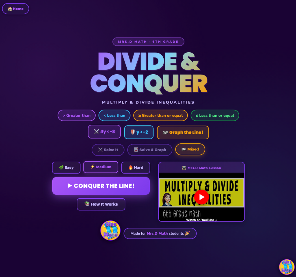 Divide & Conquer | Multiply & Divide Inequalities | 6th Grade