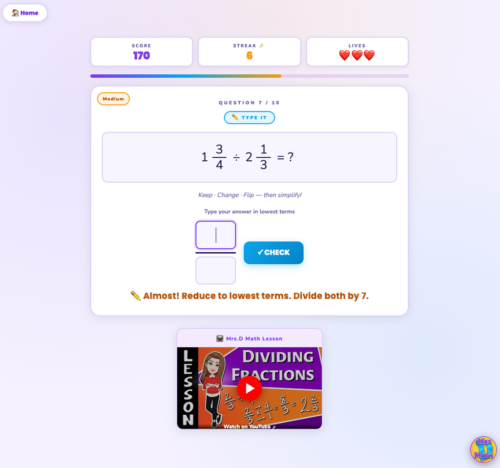 Flip Frenzy | Dividing Fractions | 6th Grade