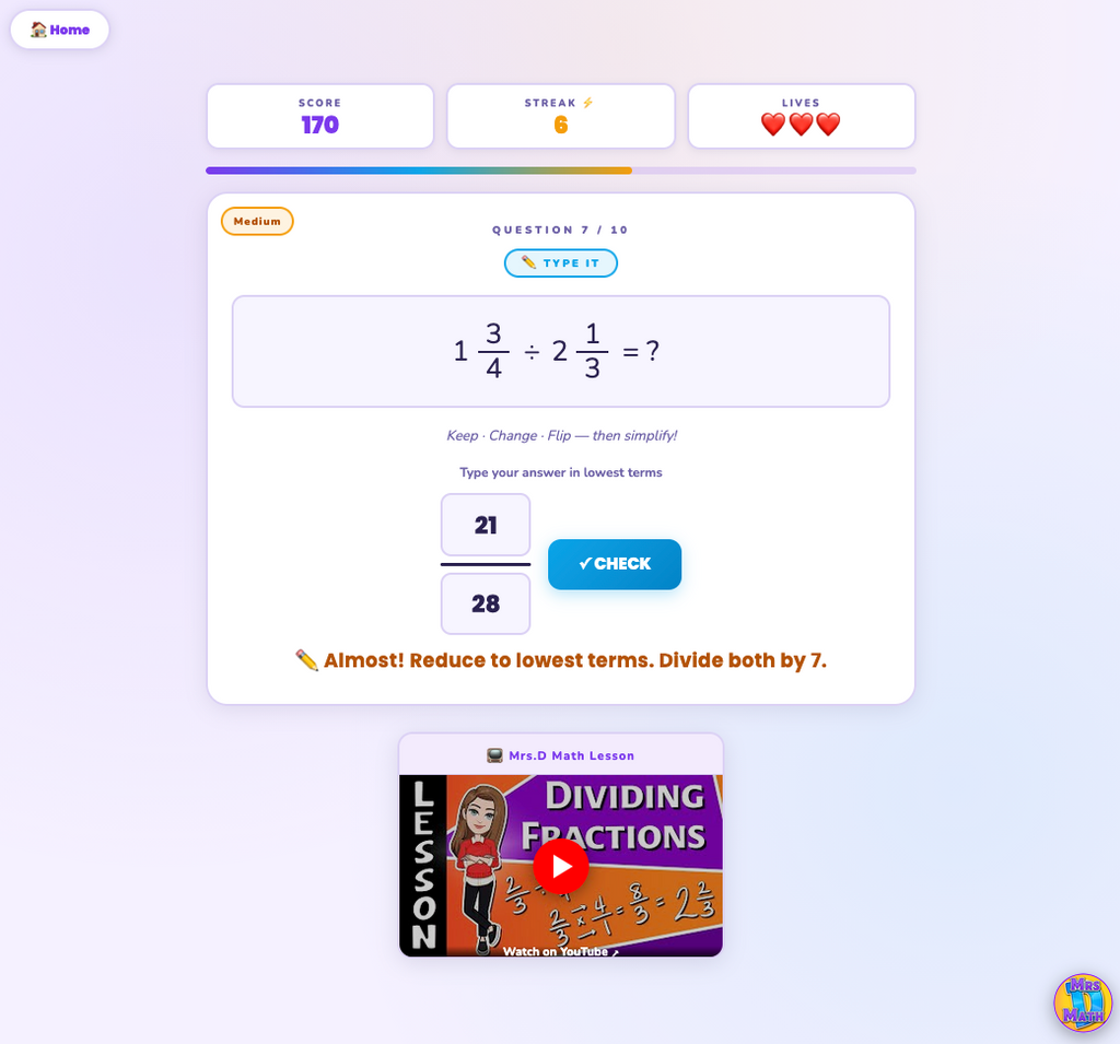 Flip Frenzy | Dividing Fractions | 6th Grade