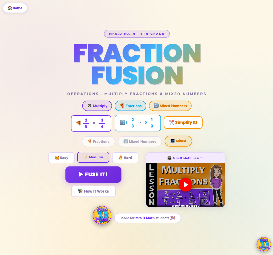 Fraction Fusion | Multiplying Fractions | 6th Grade