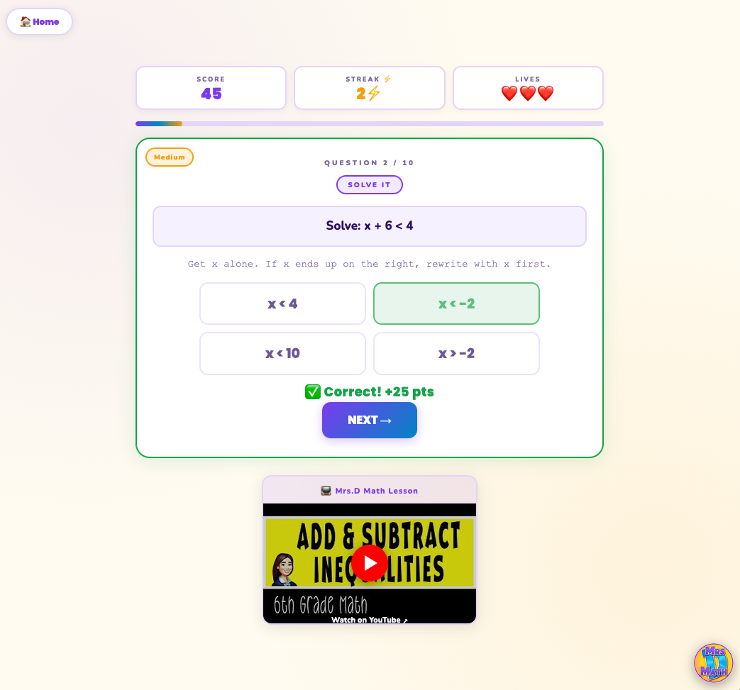 Greater Gains | Add & Subtract Inequalities | 6th grade