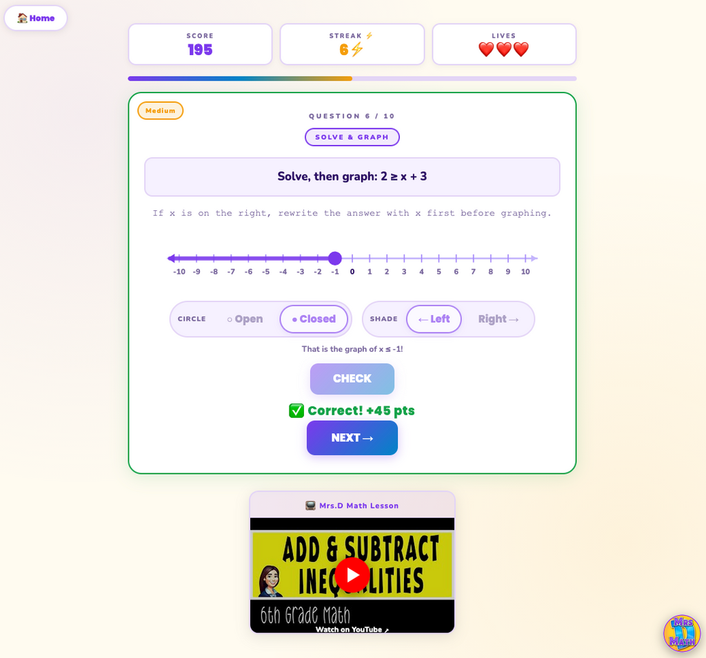 Greater Gains | Add & Subtract Inequalities | 6th grade