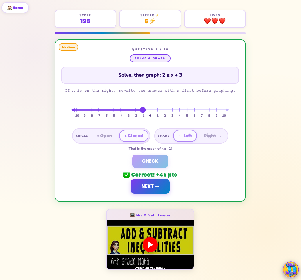 Greater Gains | Add & Subtract Inequalities | 6th grade
