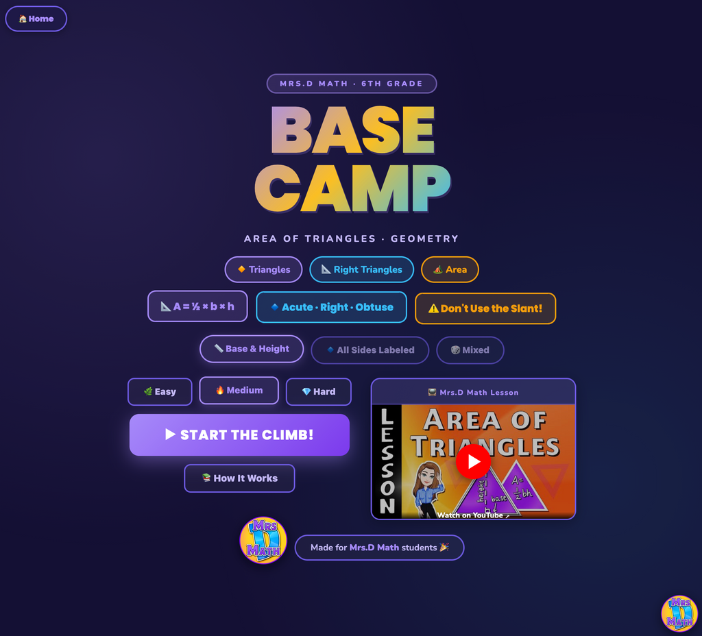 Base Camp | Area of Triangles | 6th Grade