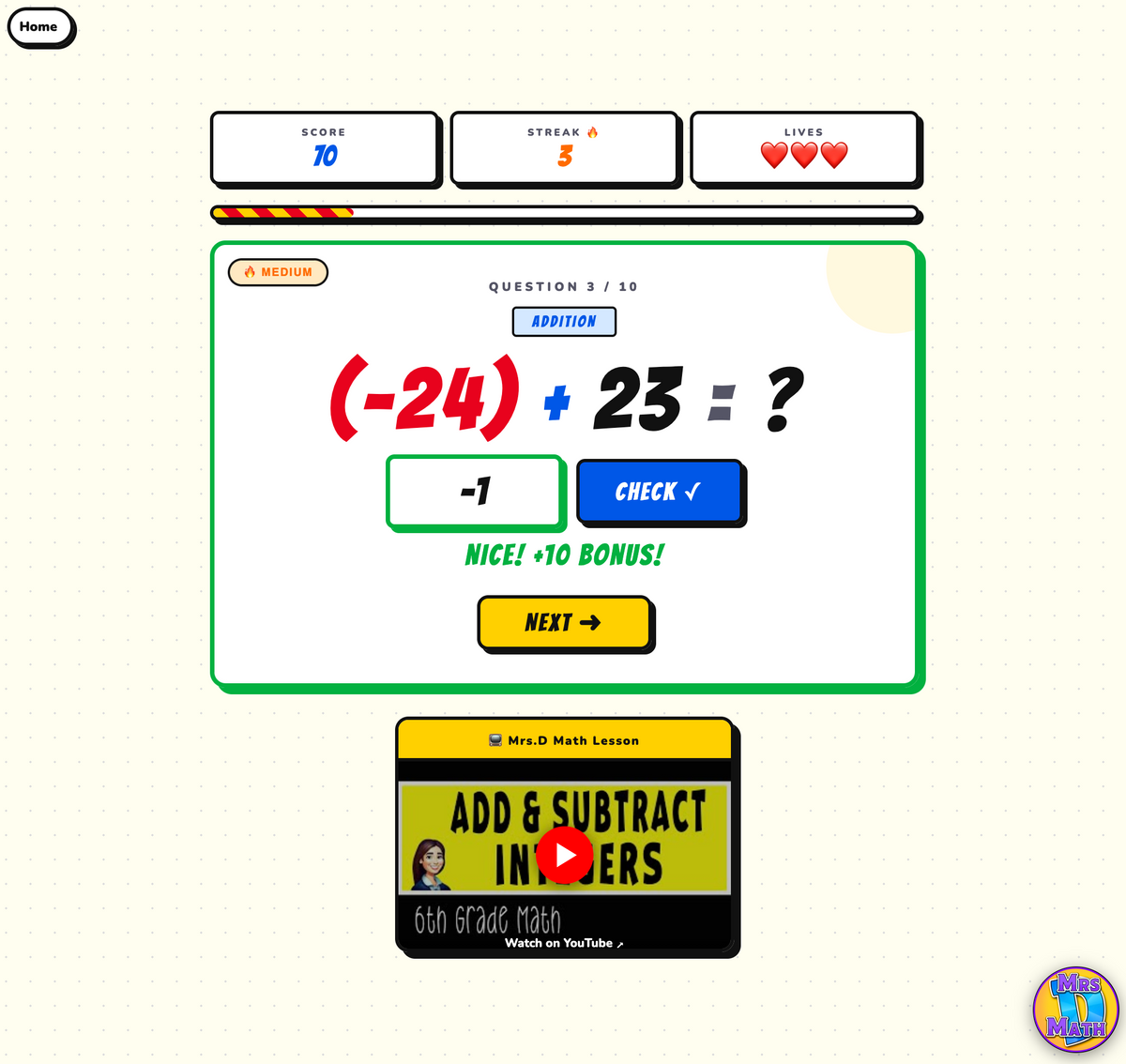Integer Blast | Add & Subtract Integers | 6th grade