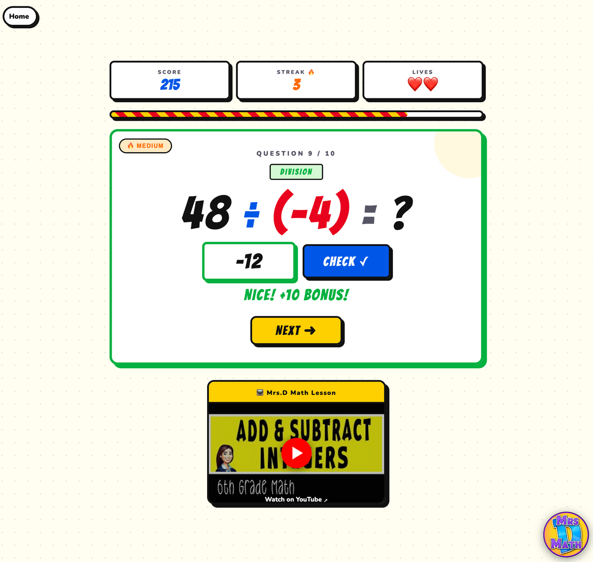 Integer Blast | Add & Subtract Integers | 6th grade