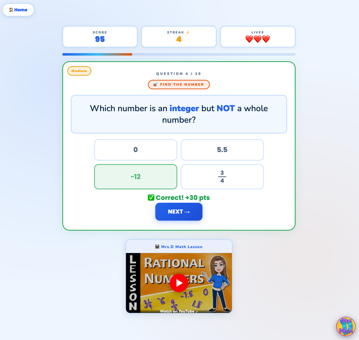 Number Nest | Rational Numbers | 6th grade
