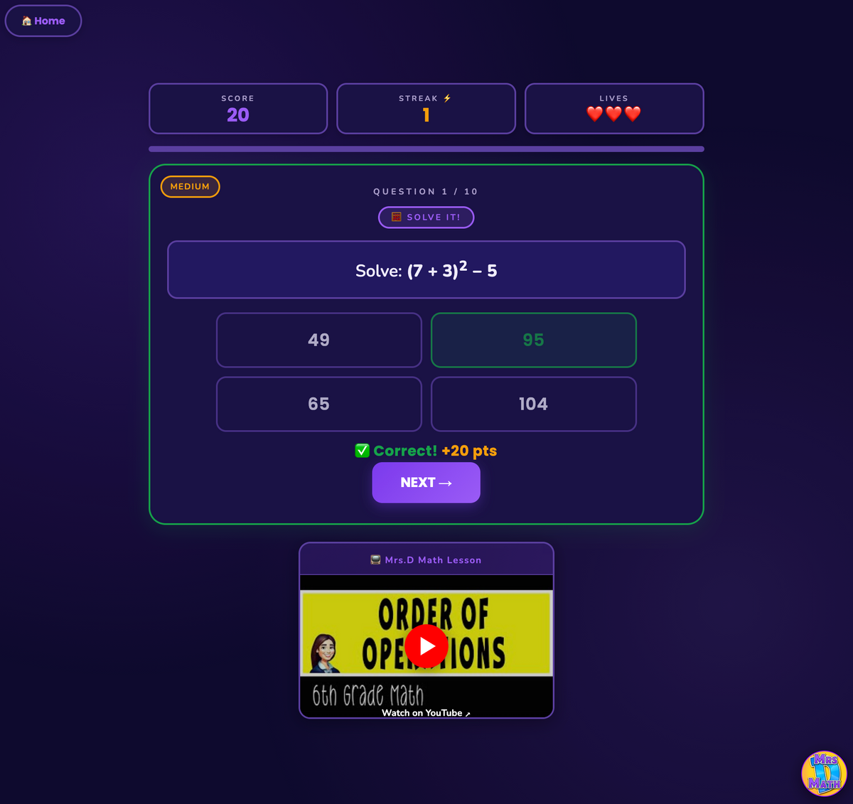 PEMDAS Blitz | Order of Operations | 6th grade