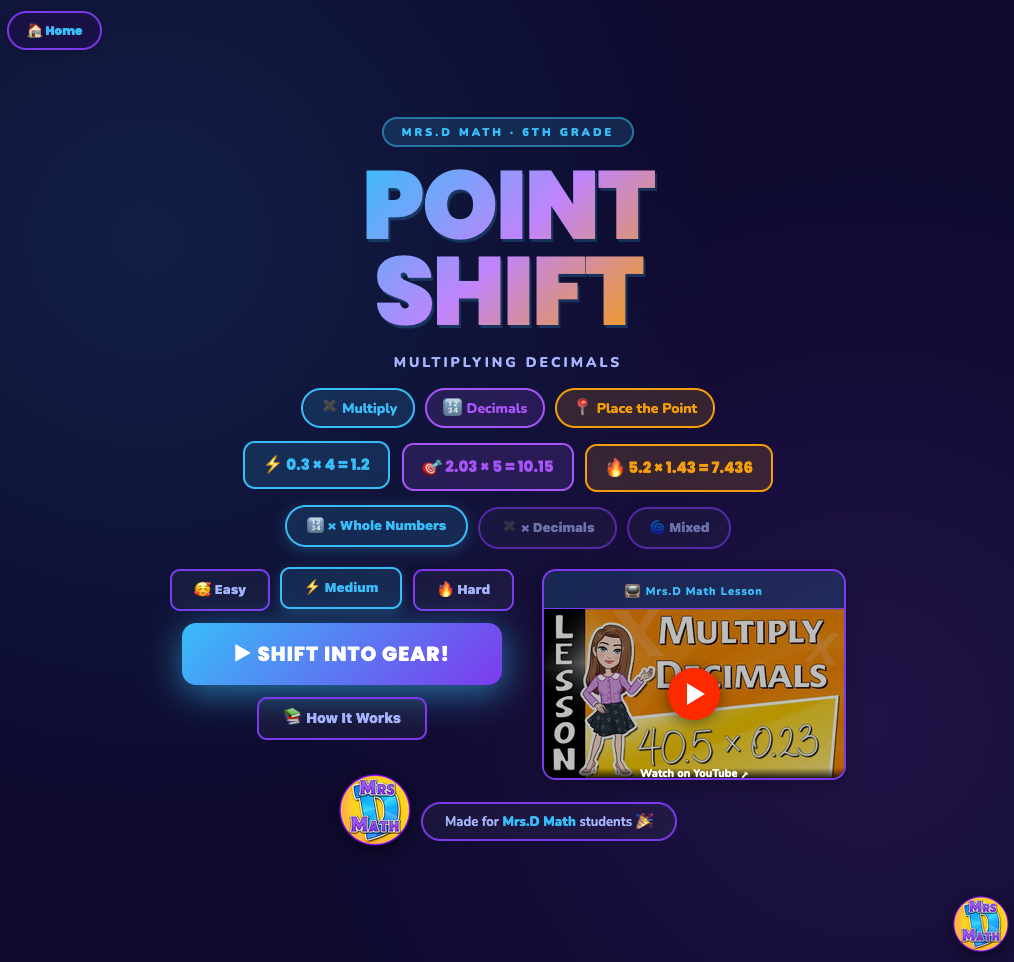 Point Shift | Multiply Decimals | 6th grade