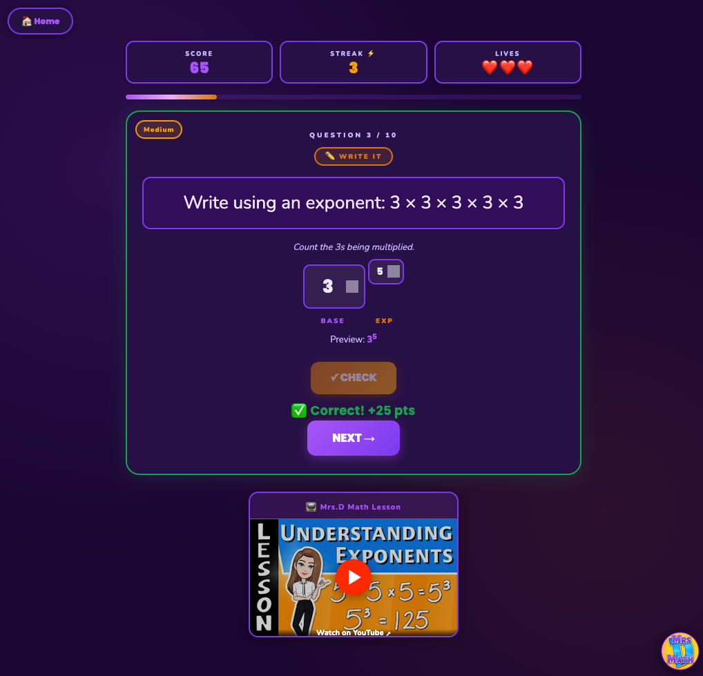 Power Blast | Understanding Exponents | 6th grade