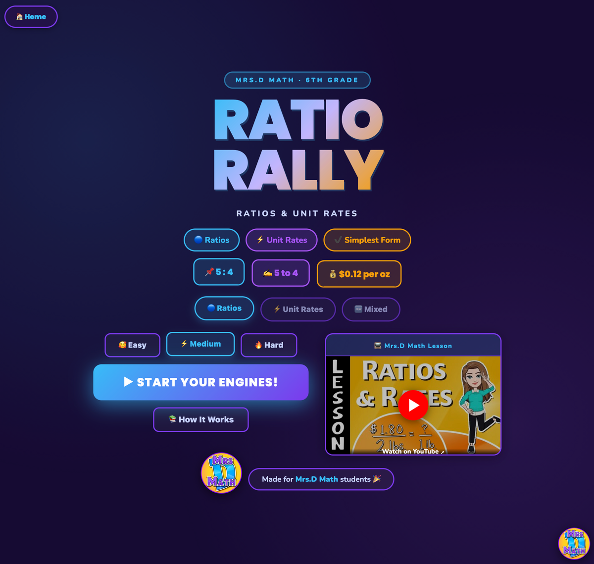 Ratio Rally | Ratios & Rates | 6th grade