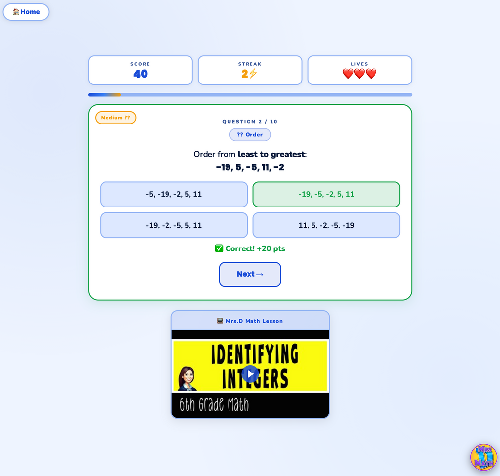 Sign Showdown | Identifying Integers | 6th grade