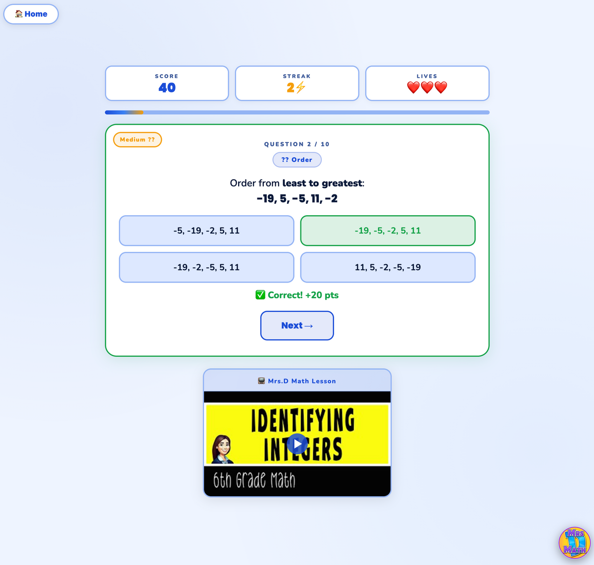 Sign Showdown | Identifying Integers | 6th grade