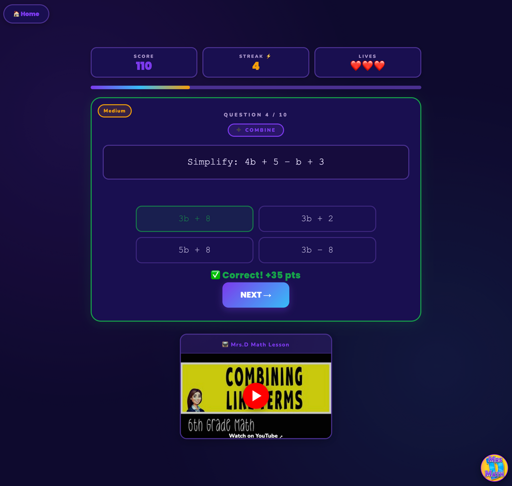 Term Blitz | Combining Like Terms | 6th grade