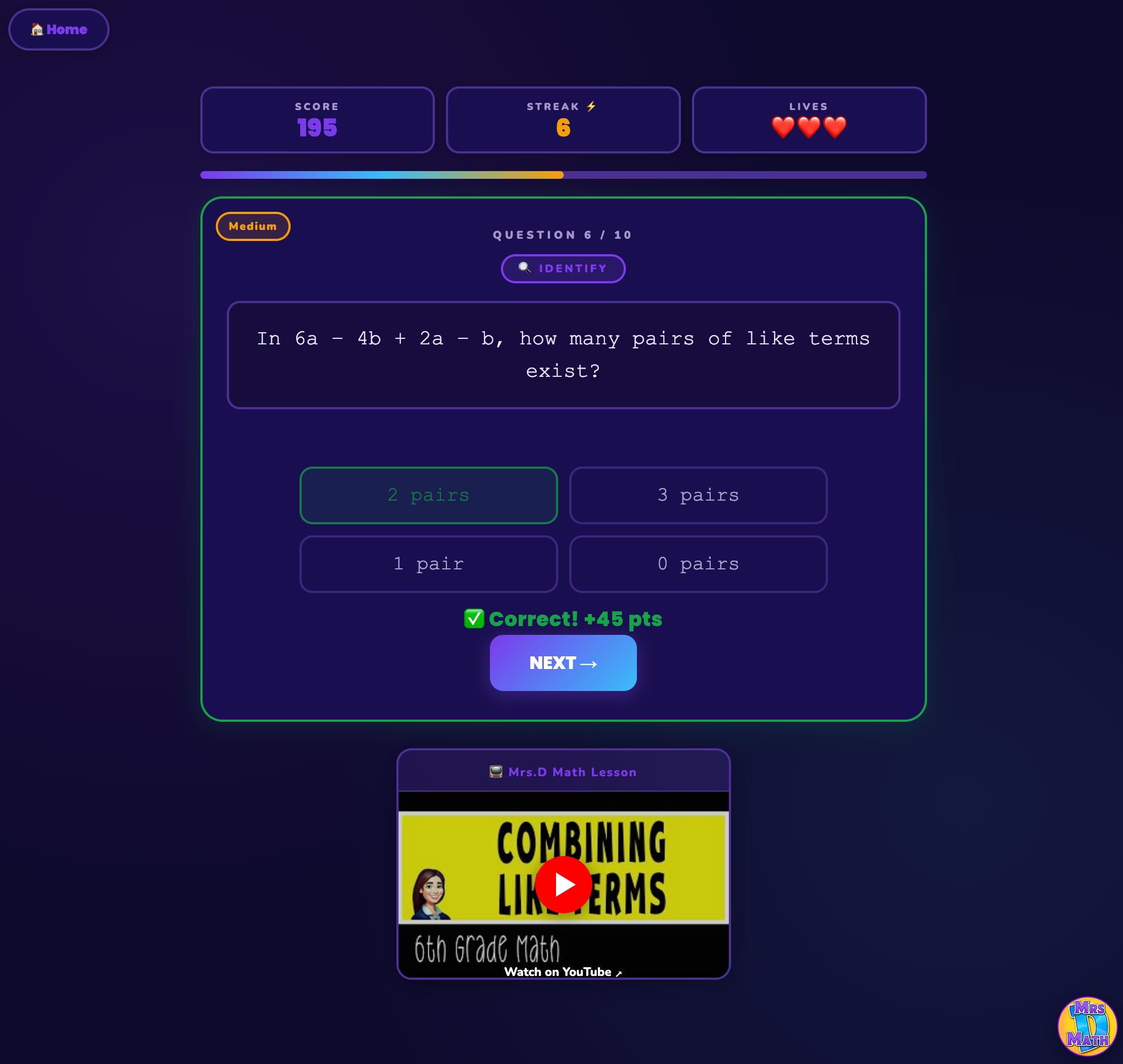 Term Blitz | Combining Like Terms | 6th grade