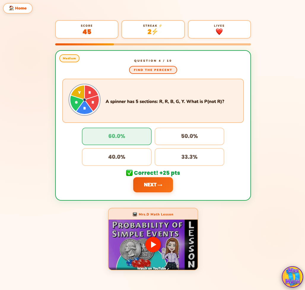 Lucky Shot | Probability of Simple Events | 7th grade