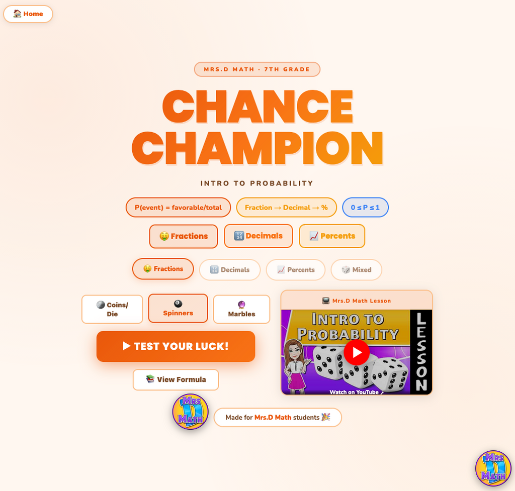 Chance Champion | Intro to Probability | 7th grade