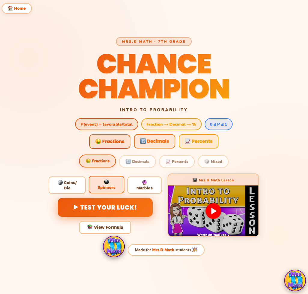 Chance Champion | Intro to Probability | 7th grade