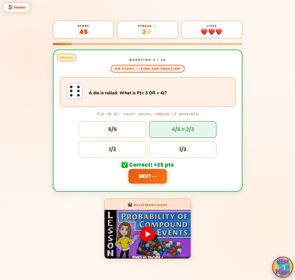 Double Down | Probability of Compound Events | 7th grade