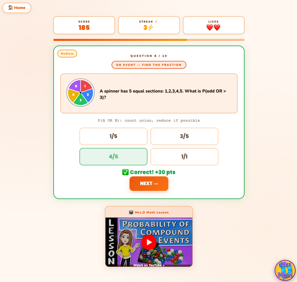 Double Down | Probability of Compound Events | 7th grade