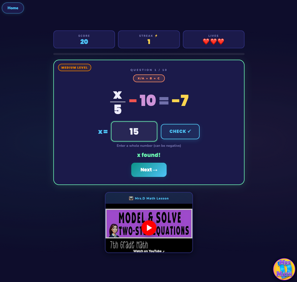 Equation Station | Model & Solve Two-Step Equations | 7th grade