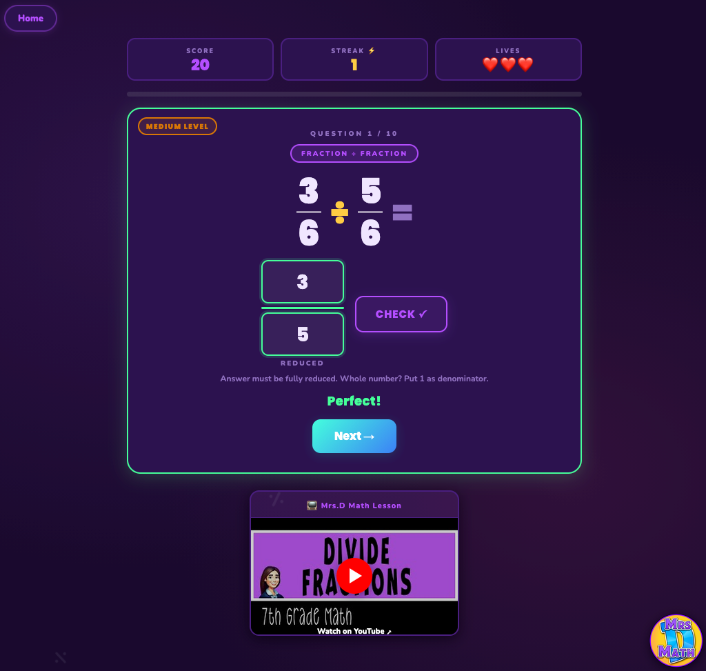 Fraction Flip | Divide Fractions | 7th grade