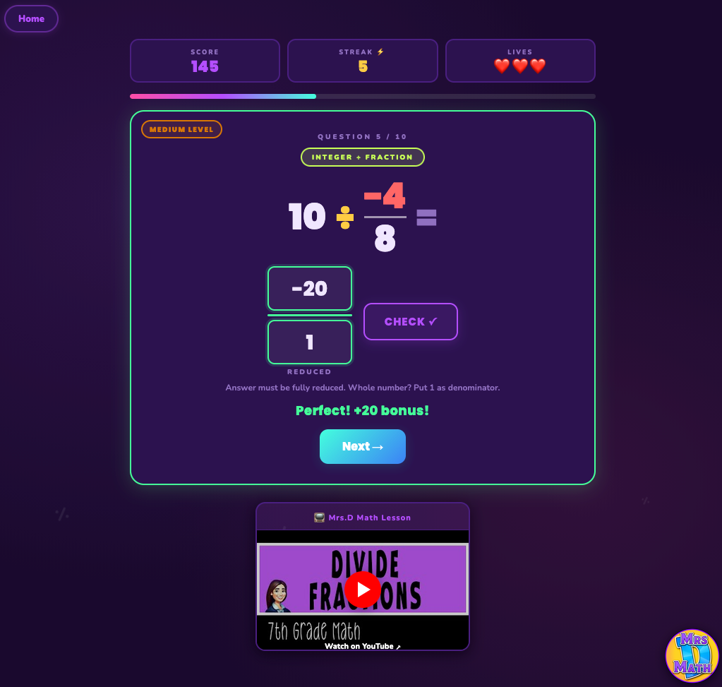 Fraction Flip | Divide Fractions | 7th grade