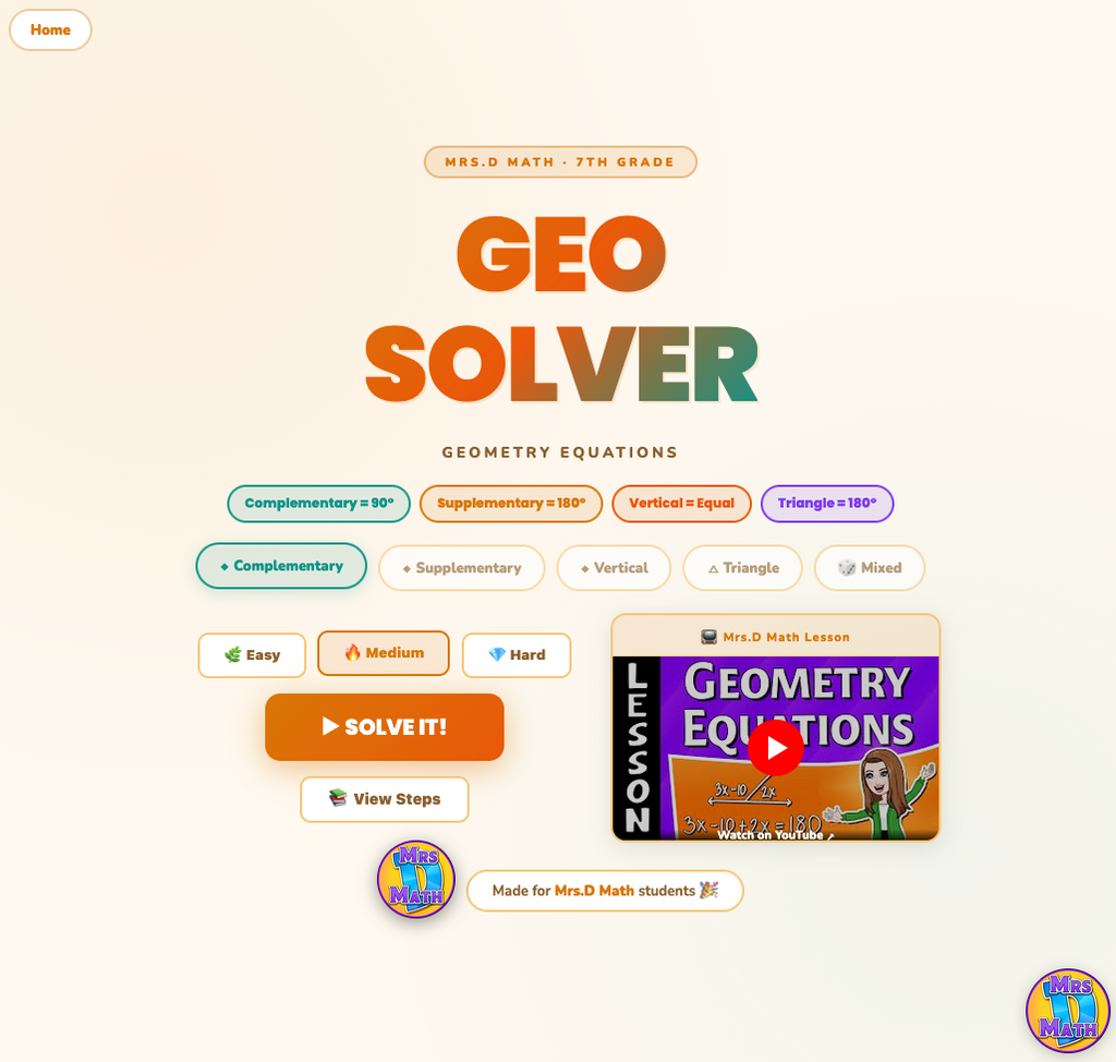 Geo Solver | Geometry Equations | 7th grade