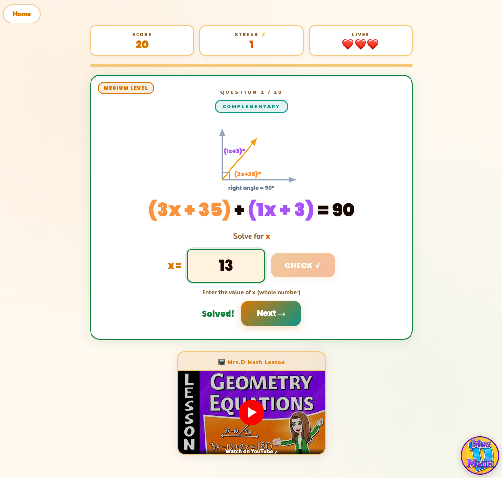 Geo Solver | Geometry Equations | 7th grade