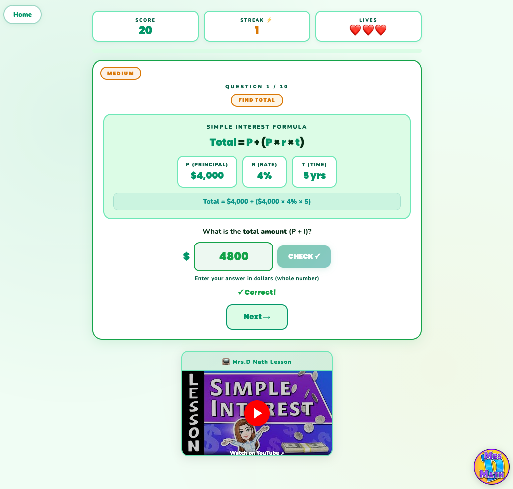 Grow Zone | Simple Interest | 7th grade