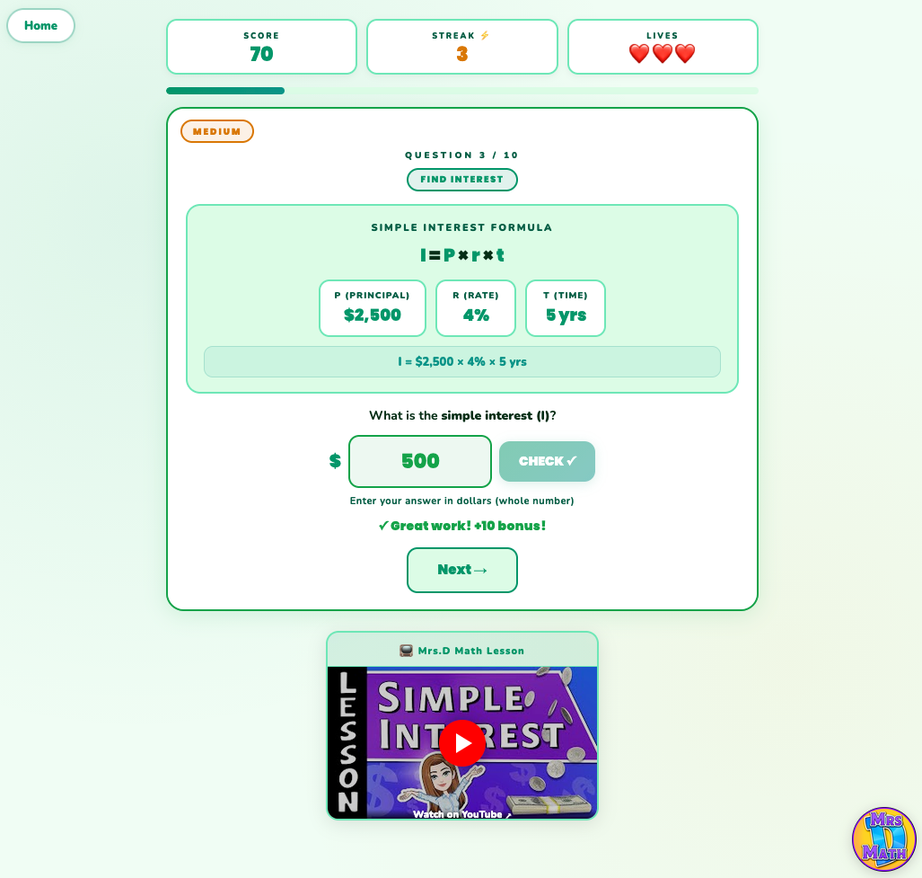 Grow Zone | Simple Interest | 7th grade