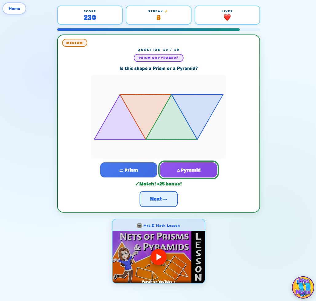 Net Match | Nets of Prisms & Pyramids | 7th grade